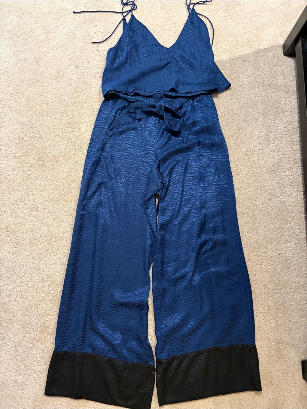 Blue Satin Pajama Set